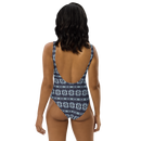 Product name: Recursia Seer Vision I Vision One Piece Swimsuit In Blue. Keywords: Clothing, One Piece Swimsuit, Print: Seer Vision, Swimwear, Unisex Clothing