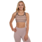 Product name: Recursia Seer Vision I Vision Padded Sports Bra In Pink. Keywords: Athlesisure Wear, Clothing, Padded Sports Bra, Print: Seer Vision, Women's Clothing