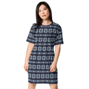 Product name: Recursia Seer Vision I Vision T-Shirt Dress In Blue. Keywords: Clothing, Print: Seer Vision, T-Shirt Dress, Women's Clothing