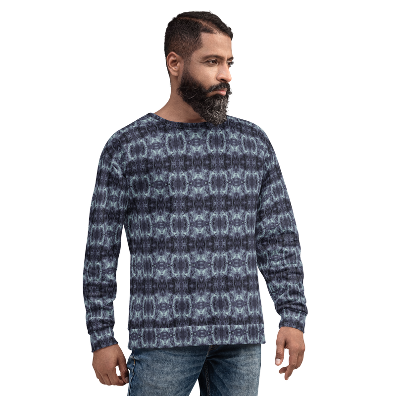 Product name: Recursia Seer Vision II Men's Sweatshirt In Blue. Keywords: Athlesisure Wear, Clothing, Men's Athlesisure, Men's Clothing, Men's Sweatshirt, Men's Tops, Print: Seer Vision