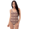 Product name: Recursia Seer Vision II Vision One Piece Swimsuit In Pink. Keywords: Clothing, One Piece Swimsuit, Print: Seer Vision, Swimwear, Unisex Clothing