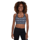 Product name: Recursia Seer Vision II Vision Padded Sports Bra In Blue. Keywords: Athlesisure Wear, Clothing, Padded Sports Bra, Print: Seer Vision, Women's Clothing