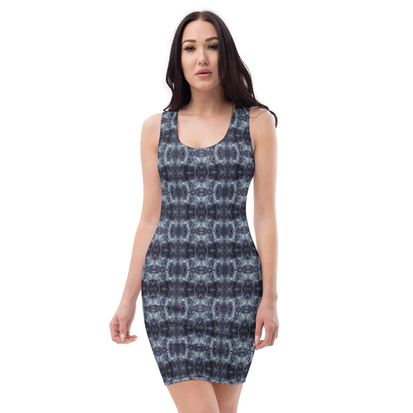 Product name: Recursia Seer Vision II Pencil Dress In Blue. Keywords: Clothing, Pencil Dress, Print: Seer Vision, Women's Clothing