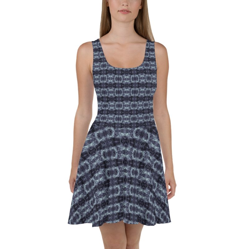 Product name: Recursia Seer Vision II Vision Skater Dress In Blue. Keywords: Clothing, Print: Seer Vision, Skater Dress, Women's Clothing