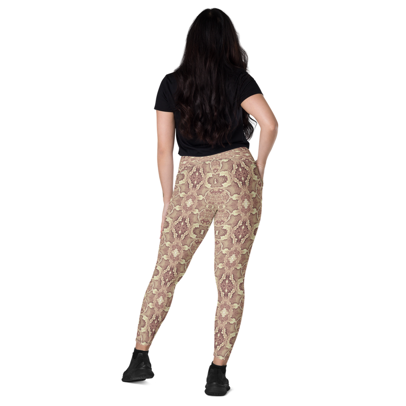 Product name: Recursia Serpentine Dream II Leggings With Pockets In Pink. Keywords: Athlesisure Wear, Clothing, Leggings with Pockets, Print: Serpentine Dream, Women's Clothing