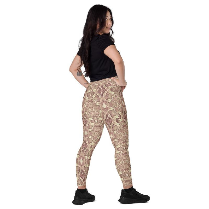 Product name: Recursia Serpentine Dream II Leggings With Pockets In Pink. Keywords: Athlesisure Wear, Clothing, Leggings with Pockets, Print: Serpentine Dream, Women's Clothing