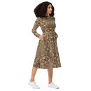 Product name: Recursia Serpentine Dream II Long Sleeve Midi Dress. Keywords: Clothing, Long Sleeve Midi Dress, Print: Serpentine Dream, Women's Clothing