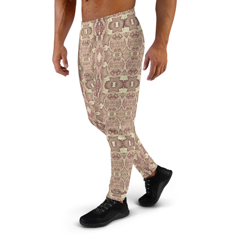 Product name: Recursia Serpentine Dream Men's Joggers In Pink. Keywords: Athlesisure Wear, Clothing, Men's Athlesisure, Men's Bottoms, Men's Clothing, Men's Joggers, Print: Serpentine Dream