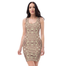 Product name: Recursia Serpentine Dream Pencil Dress In Pink. Keywords: Clothing, Pencil Dress, Print: Serpentine Dream, Women's Clothing