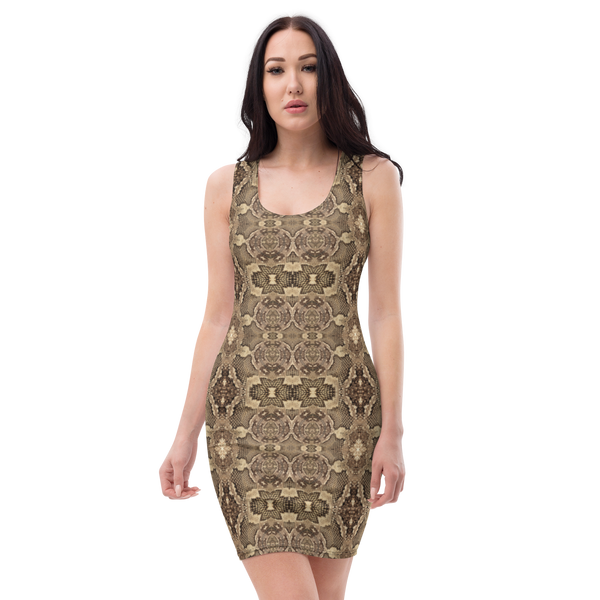Product name: Recursia Serpentine Dream Pencil Dress. Keywords: Clothing, Pencil Dress, Print: Serpentine Dream, Women's Clothing