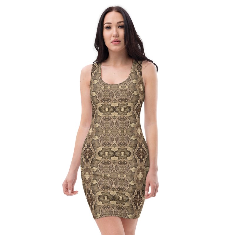 Product name: Recursia Serpentine Dream Pencil Dress. Keywords: Clothing, Pencil Dress, Print: Serpentine Dream, Women's Clothing