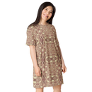 Product name: Recursia Serpentine Dream II T-Shirt Dress In Pink. Keywords: Clothing, Print: Serpentine Dream, T-Shirt Dress, Women's Clothing