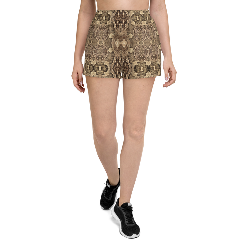 Product name: Recursia Serpentine Dream Women's Athletic Short Shorts. Keywords: Athlesisure Wear, Clothing, Men's Athletic Shorts, Print: Serpentine Dream