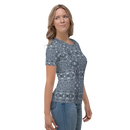 Product name: Recursia Serpentine Dream Women's Crew Neck T-Shirt In Blue. Keywords: Clothing, Print: Serpentine Dream, Women's Clothing, Women's Crew Neck T-Shirt