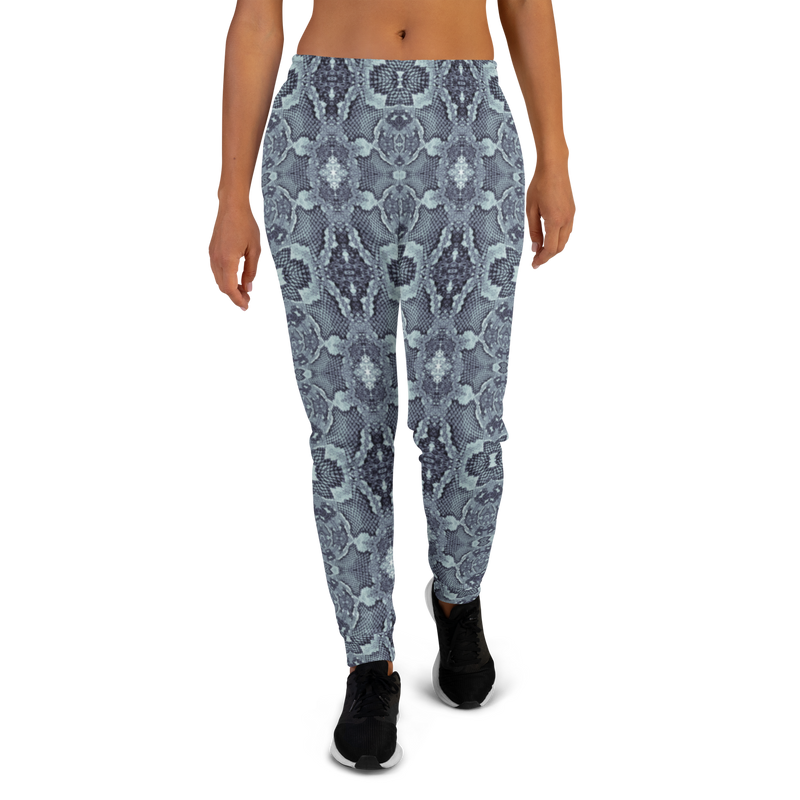 Product name: Recursia Serpentine Dream Women's Joggers In Blue. Keywords: Athlesisure Wear, Clothing, Print: Serpentine Dream, Women's Bottoms, Women's Joggers