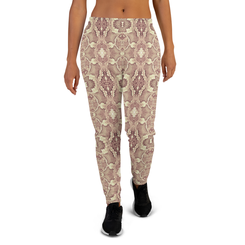 Product name: Recursia Serpentine Dream Women's Joggers In Pink. Keywords: Athlesisure Wear, Clothing, Print: Serpentine Dream, Women's Bottoms, Women's Joggers