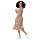 Product name: Recursia Serpentine Dream I Long Sleeve Midi Dress In Pink. Keywords: Clothing, Long Sleeve Midi Dress, Print: Serpentine Dream, Women's Clothing