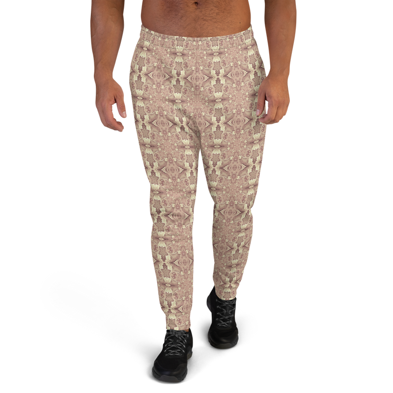 Product name: Recursia Serpentine Dream I Men's Joggers In Pink. Keywords: Athlesisure Wear, Clothing, Men's Athlesisure, Men's Bottoms, Men's Clothing, Men's Joggers, Print: Serpentine Dream