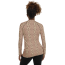 Product name: Recursia Serpentine Dream I Women's Rash Guard In Pink. Keywords: Print: Serpentine Dream, Women's Rash Guard