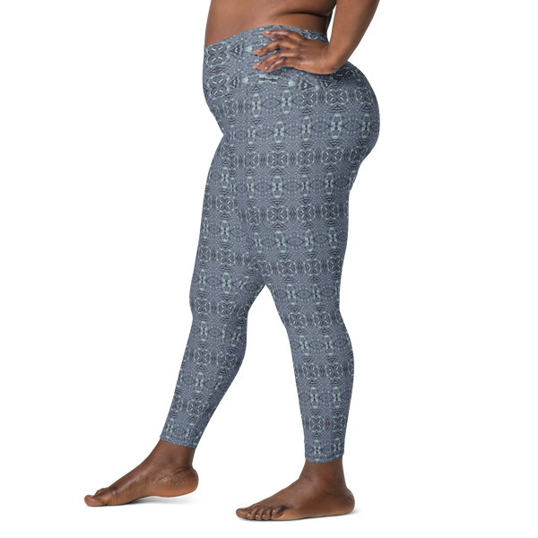 Product name: Recursia Serpentine Dream Leggings With Pockets In Blue. Keywords: Athlesisure Wear, Clothing, Leggings with Pockets, Print: Serpentine Dream, Women's Clothing