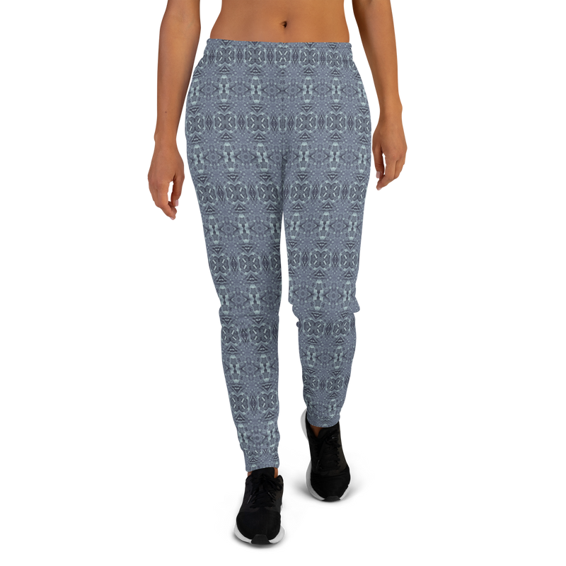 Product name: Recursia Serpentine Dream II Women's Joggers In Blue. Keywords: Athlesisure Wear, Clothing, Print: Serpentine Dream, Women's Bottoms, Women's Joggers