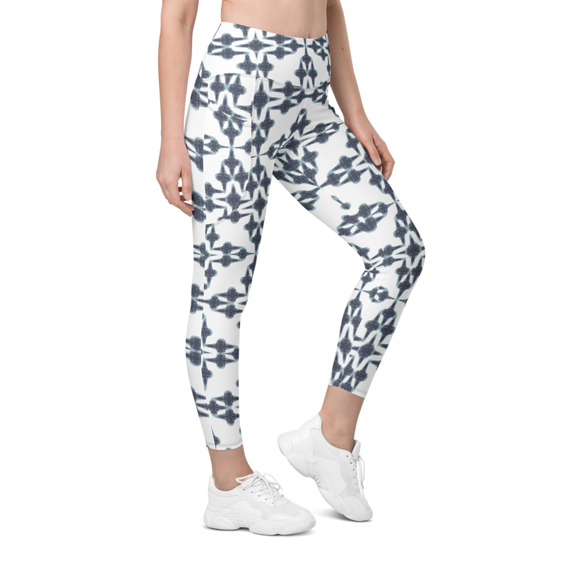Product name: Recursia Symmetree II Leggings With Pockets In Blue. Keywords: Athlesisure Wear, Clothing, Leggings with Pockets, Print: Symmetree, Women's Clothing