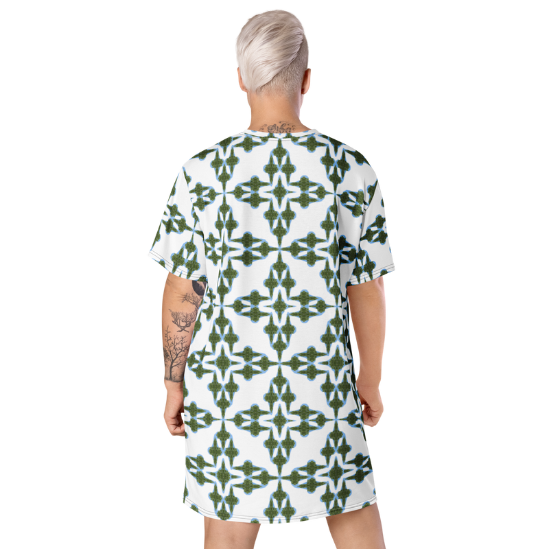 Product name: Recursia Symmetree II T-Shirt Dress. Keywords: Clothing, Print: Symmetree, T-Shirt Dress, Women's Clothing