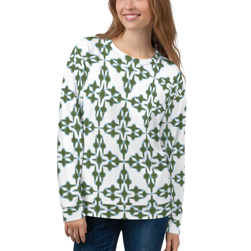 Product name: Recursia Symmetree Women's Sweatshirt. Keywords: Athlesisure Wear, Clothing, Print: Symmetree, Women's Sweatshirt, Women's Tops