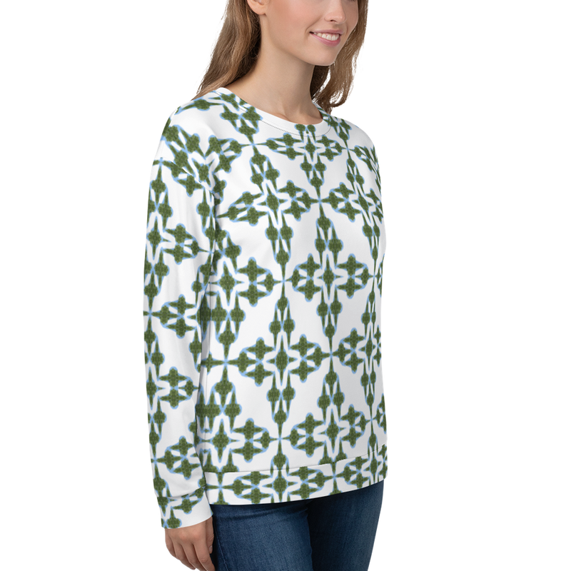 Product name: Recursia Symmetree Women's Sweatshirt. Keywords: Athlesisure Wear, Clothing, Print: Symmetree, Women's Sweatshirt, Women's Tops