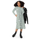 Product name: Recursia Symmetree I Long Sleeve Midi Dress. Keywords: Clothing, Long Sleeve Midi Dress, Print: Symmetree, Women's Clothing