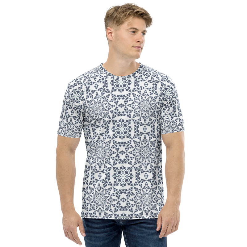 Product name: Recursia Symmetree IV Men's Crew Neck T-Shirt In Blue. Keywords: Clothing, Men's Clothing, Men's Crew Neck T-Shirt, Men's Tops, Print: Symmetree