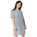 Product name: Recursia Symmetree I T-Shirt Dress In Blue. Keywords: Clothing, Print: Symmetree, T-Shirt Dress, Women's Clothing