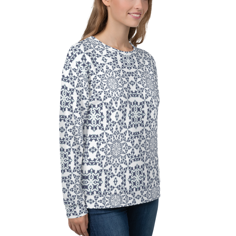 Product name: Recursia Symmetree I Women's Sweatshirt In Blue. Keywords: Athlesisure Wear, Clothing, Print: Symmetree, Women's Sweatshirt, Women's Tops