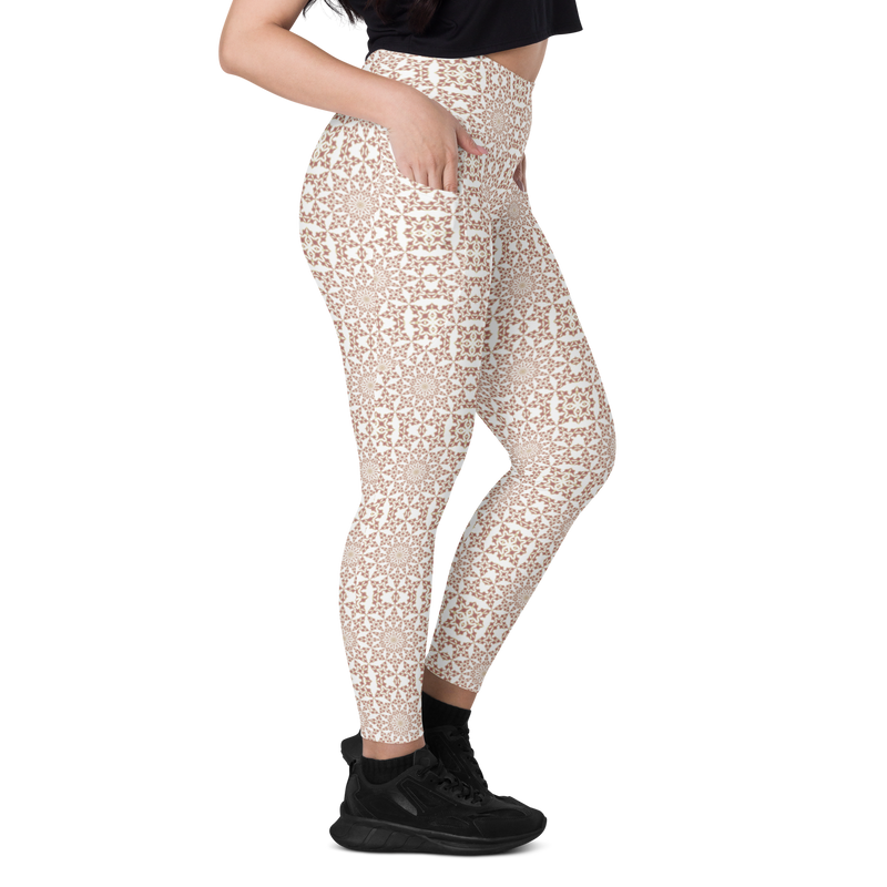 Product name: Recursia Symmetree Leggings With Pockets In Pink. Keywords: Athlesisure Wear, Clothing, Leggings with Pockets, Print: Symmetree, Women's Clothing
