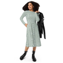 Product name: Recursia Symmetree Long Sleeve Midi Dress. Keywords: Clothing, Long Sleeve Midi Dress, Print: Symmetree, Women's Clothing