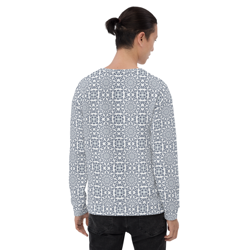Product name: Recursia Symmetree II Men's Sweatshirt In Blue. Keywords: Athlesisure Wear, Clothing, Men's Athlesisure, Men's Clothing, Men's Sweatshirt, Men's Tops, Print: Symmetree