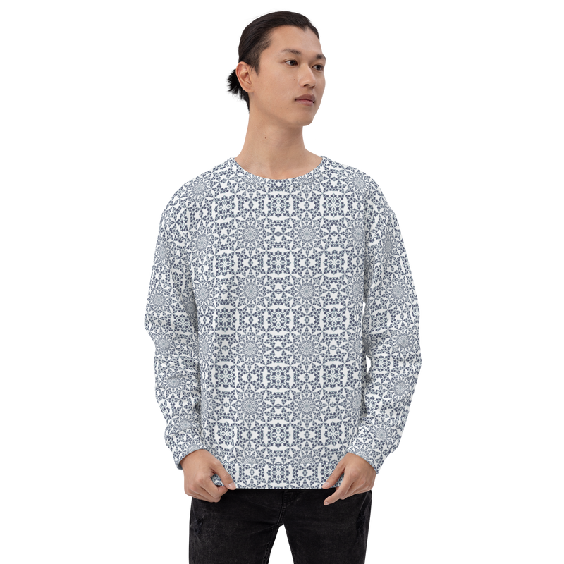 Product name: Recursia Symmetree II Men's Sweatshirt In Blue. Keywords: Athlesisure Wear, Clothing, Men's Athlesisure, Men's Clothing, Men's Sweatshirt, Men's Tops, Print: Symmetree