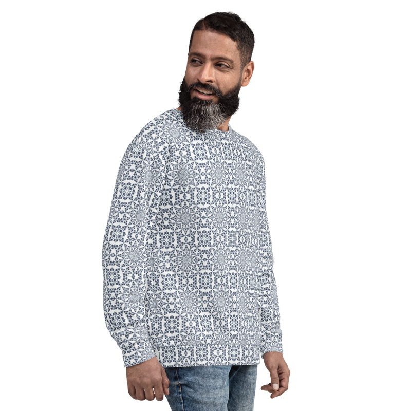 Product name: Recursia Symmetree II Men's Sweatshirt In Blue. Keywords: Athlesisure Wear, Clothing, Men's Athlesisure, Men's Clothing, Men's Sweatshirt, Men's Tops, Print: Symmetree