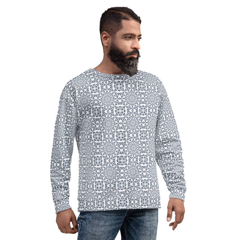 Product name: Recursia Symmetree II Men's Sweatshirt In Blue. Keywords: Athlesisure Wear, Clothing, Men's Athlesisure, Men's Clothing, Men's Sweatshirt, Men's Tops, Print: Symmetree