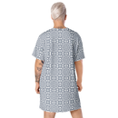 Product name: Recursia Symmetree T-Shirt Dress In Blue. Keywords: Clothing, Print: Symmetree, T-Shirt Dress, Women's Clothing
