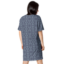 Product name: Recursia Tie-Dye Overdrive III T-Shirt Dress In Blue. Keywords: Clothing, T-Shirt Dress, Print: Tie-Dye Overdrive, Women's Clothing