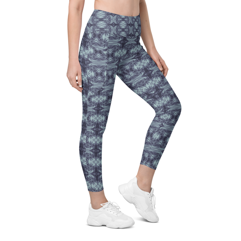Product name: Recursia Tie-Dye Overdrive II Leggings With Pockets In Blue. Keywords: Athlesisure Wear, Clothing, Leggings with Pockets, Print: Tie-Dye Overdrive, Women's Clothing