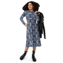 Product name: Recursia Tie-Dye Overdrive II Long Sleeve Midi Dress In Blue. Keywords: Clothing, Long Sleeve Midi Dress, Print: Tie-Dye Overdrive, Women's Clothing