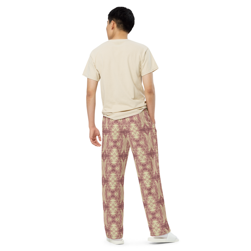 Product name: Recursia Tie-Dye Overdrive II Men's Wide Leg Pants In Pink. Keywords: Men's Clothing, Men's Wide Leg Pants, Print: Tie-Dye Overdrive