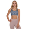 Product name: Recursia Tie-Dye Overdrive II Padded Sports Bra In Blue. Keywords: Athlesisure Wear, Clothing, Padded Sports Bra, Print: Tie-Dye Overdrive, Women's Clothing