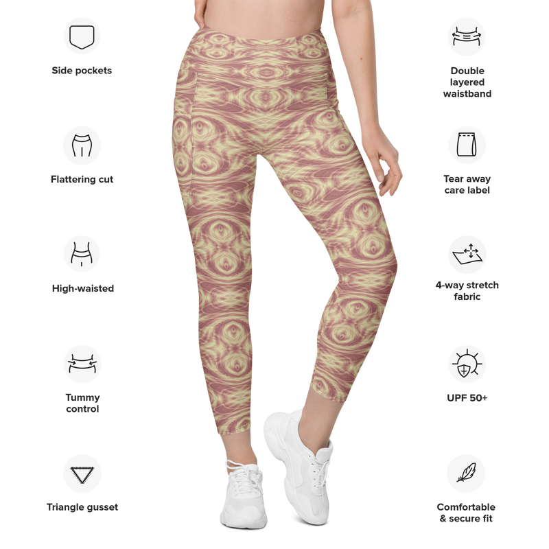 Product name: Recursia Tie-Dye Overdrive IV Leggings With Pockets In Pink. Keywords: Athlesisure Wear, Clothing, Leggings with Pockets, Print: Tie-Dye Overdrive, Women's Clothing