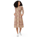 Product name: Recursia Tie-Dye Overdrive IV Long Sleeve Midi Dress In Pink. Keywords: Clothing, Long Sleeve Midi Dress, Print: Tie-Dye Overdrive, Women's Clothing