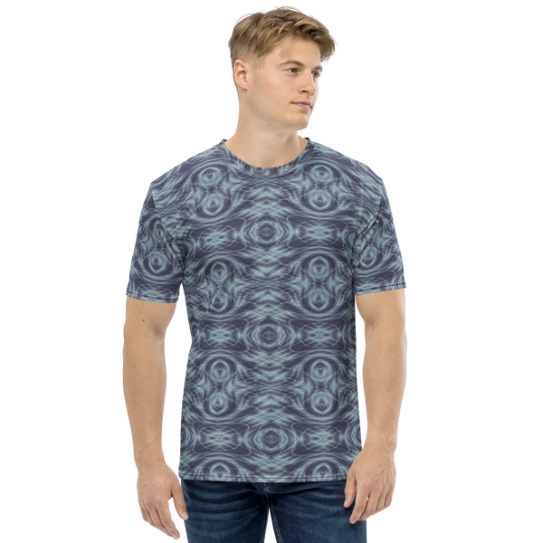 Product name: Recursia Tie-Dye Overdrive Men's Crew Neck T-Shirt In Blue. Keywords: Clothing, Men's Clothing, Men's Crew Neck T-Shirt, Men's Tops, Print: Tie-Dye Overdrive