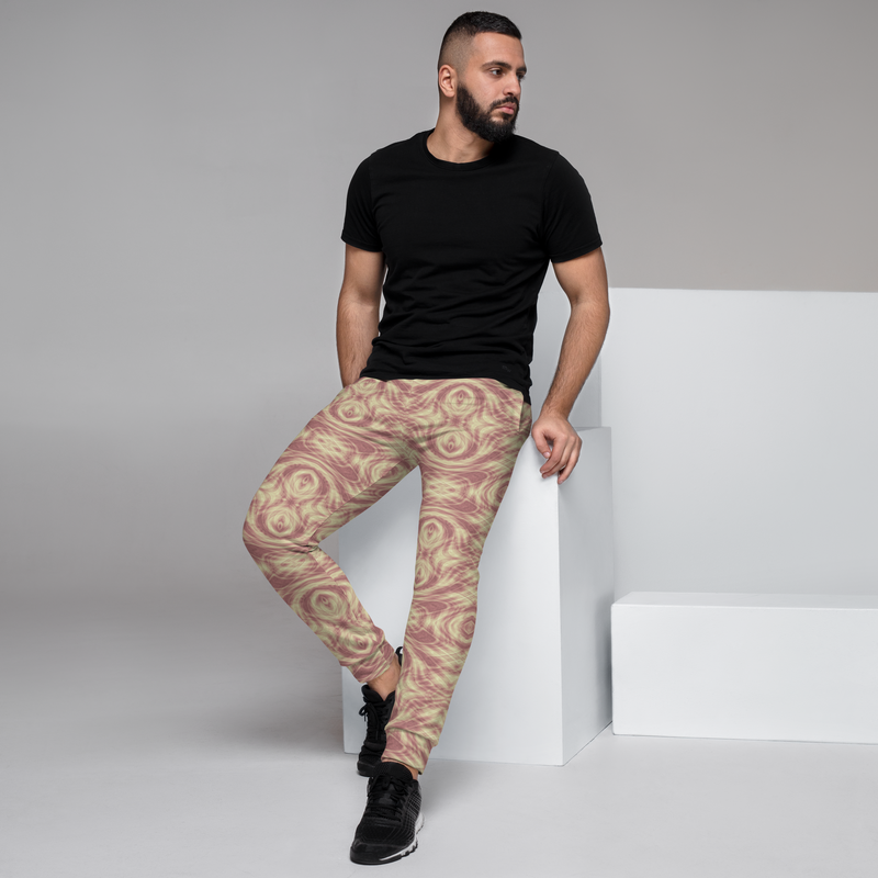Product name: Recursia Tie-Dye Overdrive Men's Joggers In Pink. Keywords: Athlesisure Wear, Clothing, Men's Athlesisure, Men's Bottoms, Men's Clothing, Men's Joggers, Print: Tie-Dye Overdrive