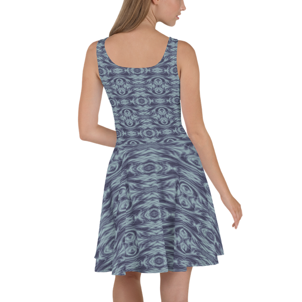 Product name: Recursia Tie-Dye Overdrive Skater Dress In Blue. Keywords: Clothing, Skater Dress, Print: Tie-Dye Overdrive, Women's Clothing